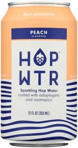 HOP WTR Peach Flavored Sparkling Water, 6 Packs, Non Alcoholic, 72 Fluid Ounces (Pack Of 4)