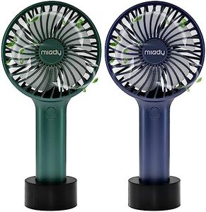 Upgraded 5000mAh Portable Handheld Fan 3 Speed Mini USB Strong Wind 7-20 Hours Runtime Personal Electric Small Fan for Travel Office Outdoor (Dark Green+Navy Blue)