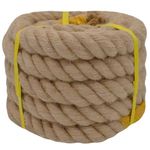 Twisted Manila Rope Jute Rope (1.5 in x 20 ft) Natural Thick Hemp Rope for Boat Deck, Railings, Climbing, Decorating