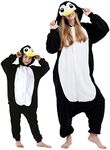 DarkCom Animal Onesie Unisex Adult Pajamas, Flannel One Piece Cosplay Penguin Halloween Costume for Women Men Large