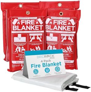 BIRDROCK HOME Fire Blanket for Home and Kitchen | Emergency Supplies for Small Fires | CE Safety Standard Approved | Fiberglass Fire Suppression, Mess-Free | Ideal for Camping Vehicle Kits | 4 Pack