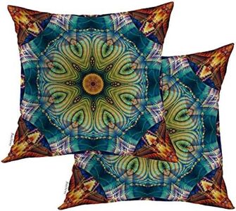 BaoNews Colourful Art Abstrct Decorative Pillow Covers, Mystery and Magic Western Pattern Like Restored Special Corner Pillow Covers 18X18 Inch Cotton Square Cushion Decorative Pillow Case
