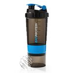 EatProtein 500ml Protein Shaker with Mixing Ball and 2x Storage – BPA Free – Leak-Proof Shaker Bottle with Flip Cap