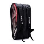 Li-Ning Flash Triple Zipper Polyester Badminton Kit Bag (Black, Large) | Easy - Access Compartments | Spacious | Unisex - Men, Boys, Girls, Women