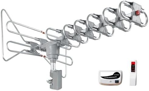 Audiobox 360º Motorized Amplified HDTV Antenna - Digital TV Ready with Remote Control, 120 Mile Range, Full Band DTV/VHF/UHF Receiver - Supports 1080p 1080i 720p