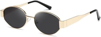 kimorn Retro Oval Sunglasses for Women Men Trendy Sun Glasses Classic Shades UV400 Protection K1653 (Gold/Black)