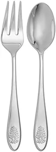 Spode Christmas Tree Salad Servers (Set of 2) - 10 Inch Flatware Serving Spoon & Fork, Festive Holiday Tableware, 18/10 Stainless Steel Serving Utensils - Dishwasher Safe, Ideal for Holiday Dining