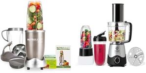 NutriBullet NBLP9 900W Blender Champagne Multi-Function Cold Beverage Smoothie Maker- 2 Cup Sizes and Stay Fresh Lid & Magic Kitchen Express, Food Processor & Chopper 250w, Black