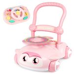 Baoli Baby Walkers for 12 Months Plus, Baby Push Along Toys for 18 24 Months with Driving Play Panel, Musical Baby Walker Light-Up Fans for Girls 1 2 Year Olds, Early Education Toddler Walk Learning