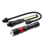 Westinghouse 3 in 1 LED Rechargeable Flashlight/Work Light/Flexible Light kit, 2600 mAh Battery, Interchangeable Heads, Max 600lm, Zoom, Aluminum Body, Magnetic Base, USB, Home, Outdoor, Emergency