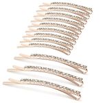 Hanyousheng Hair Pins, 12 Pieces Rhinestone Bobby Pins, Crystal Hair Clips, Hair Slides for Women, Ideal for All Hair Types (Gold)