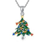 VENACOLY Christmas Tree Necklace Sterling Silver Christmas Tree Pendant Necklace Christmas Tree Jewellery Gifts for Women