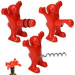 Pack of 3 Red Man Bottle Openers, Cute Red Men of Novelty Wine Bottle Opener, Corkscrew and Wine Bottle Stopper, Corkscrew, Novelty Bottle Opener, Funny