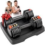 Lifepro Adjustable Dumbbell Set 2.5lbs to 15lbs 6-in-1 - Adjustable Weights Dumbbells Set of 2 Full Body Exercise Training for Men & Women Dumbbells Adjustable Weight for Home Gym Health & Fitness