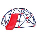 COSTWAY 8FT Dome Climber, Toddler Climbing Frame Monkey Bar Jungle Gym with Fabric Cushion, Indoor Outdoor Play Equipment for Kids 3-12 Years Old (Red+Blue)