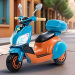 Baybee Trixo Battery Operated Bike for Kids, Ride on Toys Kids Bike Scooty with Music & Light, Baby Rechargeable Battery Bike, Electric Bike for Kids to Drive 1 to 4 Years (Blue)