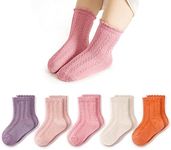 CozyWay Toddler Kids Cotton Crew Socks Little Gilrs Boys Casual Ruffled Dress Socks 5 Pairs 1-3 Years