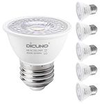 DiCUNO PAR16 LED Bulbs, 60W Equivalent 4000K Natural White LED Spotlight, CRI 90, E26 Medium Base Short Neck, 6W 660 Lumen, Recessed Pot Light Replacement Bulb, Non-Dimmable, Pack of 6