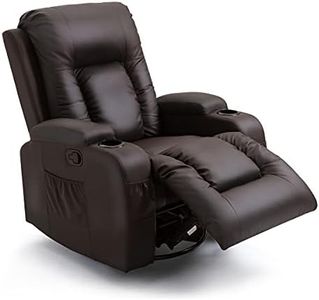 Recliner Massage Chair PU Leather Sofa Rocking Armchair Heated Seat 360°Swivel Brown