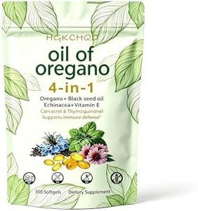 Oregano oil softgels, 4-in-1 nutritional supplement containing black seed oil | carvacrol ≥85%, thymol ≥3% | echinacea | vitamin E | non-GMO, boosts immunity, and has antioxidant effects. 300 capsules