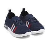 TOMSY CHOICE Alia Women's Sports Running Shoes,Walking, Gym Casual Sneaker Slip on with Lace-Up Style Shoes for Girl's, Size 6 (Navy)
