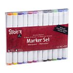 Darice Studio 71 Alcohol-Based Marker Set, 12 Piece, Ink, Assorted, 17.78 x 1.01 x 13.97 cm