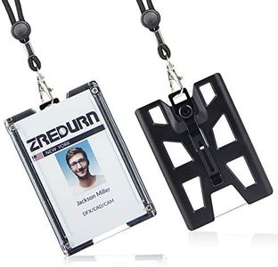 Badge Holder Wallet with Lanyard, Hard Plastic ID Badge Holder, Metal Clip and 4 Card Slot 2pack Black