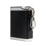 Honoro Metal Portable Ashtray,Outdoor Cigarettes Ashtray with Lid,Keychain,Rectangular Big Size Black