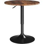 Yaheetech Round Bar Table for Cocktail Bar Home Bar Pub Coffee Tea Dining Bistro Table, Rustic Brown