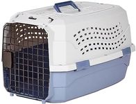 Amazon Basics Hard-Sided Cat Carrier, Two-Door Top-Load Pet Dog/Cat Travel Box Carrier, Blue, 58 L x 38 W x 33 H cm