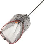 Fladen Fishing - Folding Landing Net PIKE and BOAT (60cm x 50cm x 75cm Deep) Rubberised Fish Safe Mesh with 90cm Single Piece Pole Handle - [32-336050]