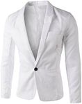 Men's Sporty Slim Fit Elegant Casual Blazer Summer Jacket Men's Lightweight Regular Fit Men's Stylish Jackets Leisure Jacket Business Wedding Suit Jacket, White, M