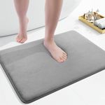 Colorxy Luxury Memory Foam Bath Mat, Non-Slip Ultra Absorbent Bathroom Mats PVC Back Runner Mat Machine Washable Mat for Bathroom Floors, 24" x 16", Grey