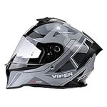 ViPER RS55 Full Face Motorcycle Helmet - Crash Rider Biker Sports Motorbike Helmets for Street Racing Touring - Adult Mens and Womens Safety Helmet ECE22.06 & ACU Gold Approved -CYCLONE GREY-L