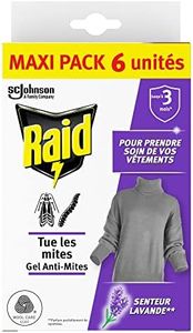 Raid - Gel Anti-Mites Senteur Lavande - Protège Les Vêtements Jusqu'à 3 Mois - Parfume Délicatement - Certification Woolmark - Maxi Pack 6 Gels