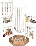 Emfogo Jewelry Organizer Stand - 6 Tier Jewelry Holder with Adjustable Height Necklace Holder Organizer Display & Storage for Earrings Ring Bracelet (White Pole)