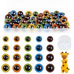 MUCUNNIA Safety Eyes 80 PCS 10mm-18mm Safety Eyes for Amigurumi Plastic Craft Colored Safety Eyes for Crochet with Washers Crochet Eyes for Plush Stuffed Animals, Stuffed Toy and Halloween Decorations