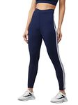 Blinkin Women's Skinny Fit Polyester Blend Leggings (6000-blue-40_navy Blue With White_5xl)