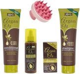 Argan Oil Shampoo And Conditioner (300ml) with Argan Oil Heat Protection (150ml) and Hair Treatment (50ml) Bundled with Glameno Scalp Massager