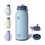 Bottle Bottle Insulated Water Bottle 950ml(32oz) Stainless Steel Sports Water Bottles with Straw Dual-use Lid Drink Flask Design for Gym with Pill Box (Blue)