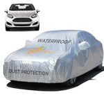 Enew Textured Cover for Ford Fiesta - Waterproof, Triple Stitched, Elastic, Mirror & UV Protection, Dust Shield, Rust Prevention, without Antenna Pockets - Silver Look