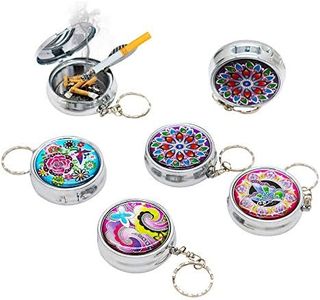 LZYMSZ 6Packs Portable Pocket Ashtray, Stainless Steel Circular Ashtray, Key Chain with Cigarette Snuffer, Modern Ash Holder for Outdoor Use