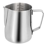 Milk Frothing Pitcher 20oz, Espresso Cappuccino Steaming Pitcher, Stainless Steel Coffee Pitcher Latte Art Barista Milk Pitcher, Measurement Scale Coffee Jug Cup 600ml