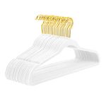 MIZGI Premium Velvet Hangers (Pack of 50) Heavyduty - Non Slip - Velvet Suit Hangers White - Gold HooksSpace Saving Clothes Hangers (White)