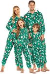 Ekouaer Matching Pajamas Set for Family Fleece Onesie Christmas Sleepwear Zipper Jumpsuit with Pockets, Christmas Green, Medium