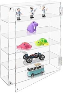 Belle Vous 5-Tier Clear Acrylic Wall Display Case - 27.5 x 7.5 x 35.7cm/10.83 x 2.95 x 14 Inches - Mounted Cabinet Storage Organiser Rack with 5 Shelves for Shot Glasses, Figurines & Rock Collection