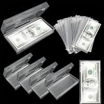 KEJJNYER 5 Pack Currency Sleeves Storage Case with 500 Pieces Dollar Bill Holder, Clear Plastic Paper Money Sleeve for Bills, Paper Currency Bill Sleeves Protector, Dollar Bill Holders for Collectors