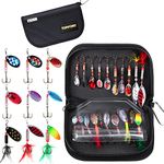 TOPFORT Fishing Lures, Fishing Spoon,Trout Lures, Bass Lures, Spinning Lures,Hard Metal Spinner Baits kit with Carry Bag…