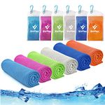 Cooling Towel,Vofler 6 Pack Cool Towels Microfiber Chilly Ice Cold Head Band Bandana Neck Wrap (40"x 12") for Athletes Men Women Youth Kids Dogs Yoga Outdoor Golf Running Hiking Sports Camping Travel