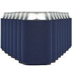 Blank Beer Can Coolers Sleeves (14-Pack) Soft Insulated Beer Can Cooler Sleeves - HTV Friendly Plain Can Sleeves for Soda Beer Cans & Bottles - Blanks for Vinyl Projects & Wedding Favors (Navy Blue)